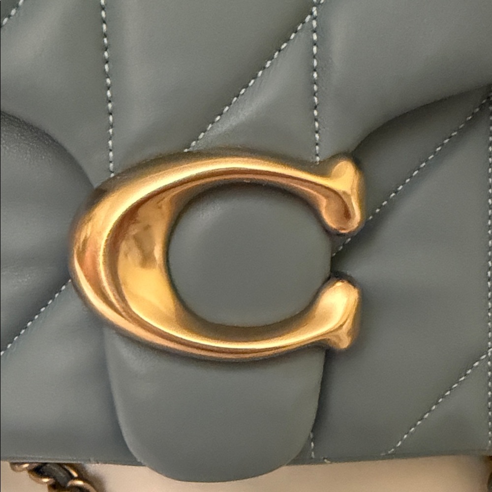 Coach Quilted Shoulder Bag in Light Blue with Gold Hardware - Picture 7 of 11